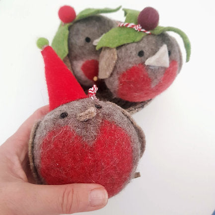 Felted Robin Christmas Decoration