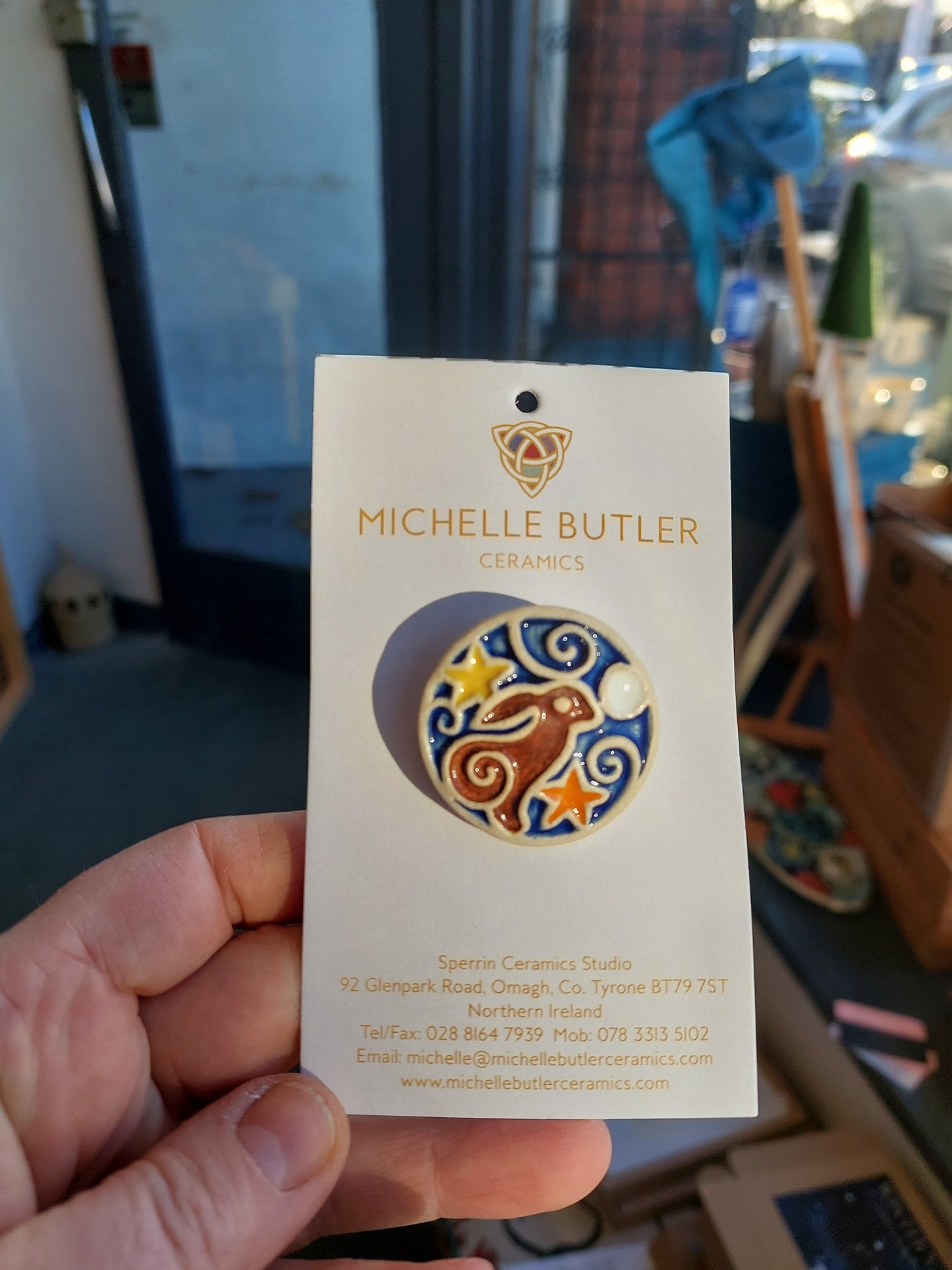 Ceramic Hare Brooch by Michelle Butler
