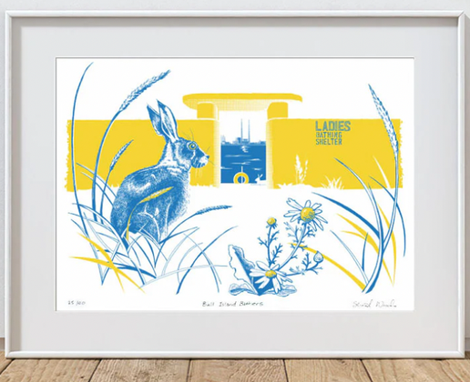 "Bull Island Bathers" Framed A4 Naniken Studio