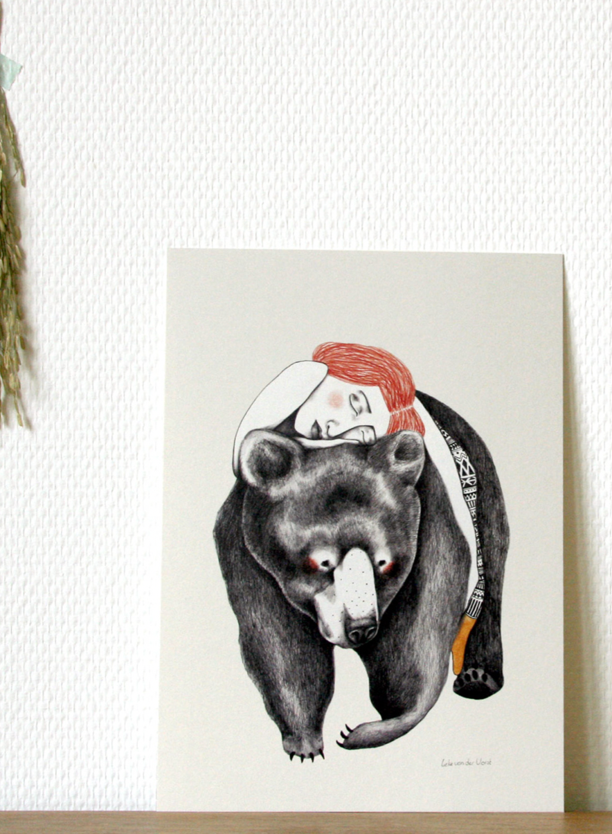 Bear Warmth by Lieke Van Der Vorst. (Unframed)