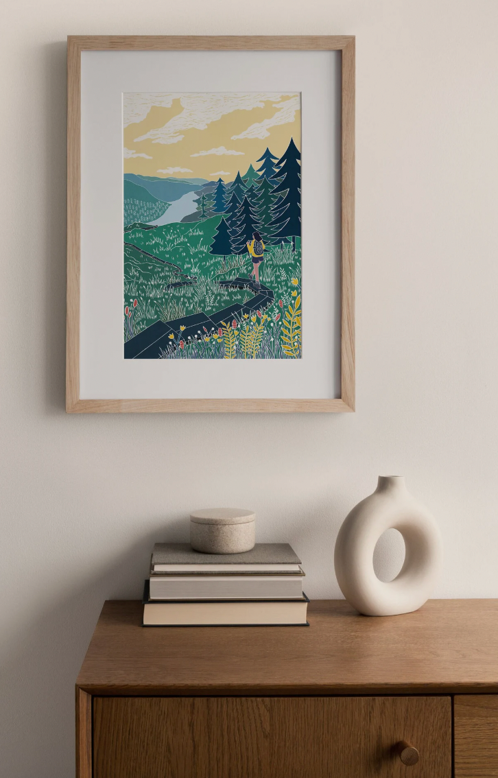 Sorrell Reilly "The Curves of the Mountains " A4 Unframed.