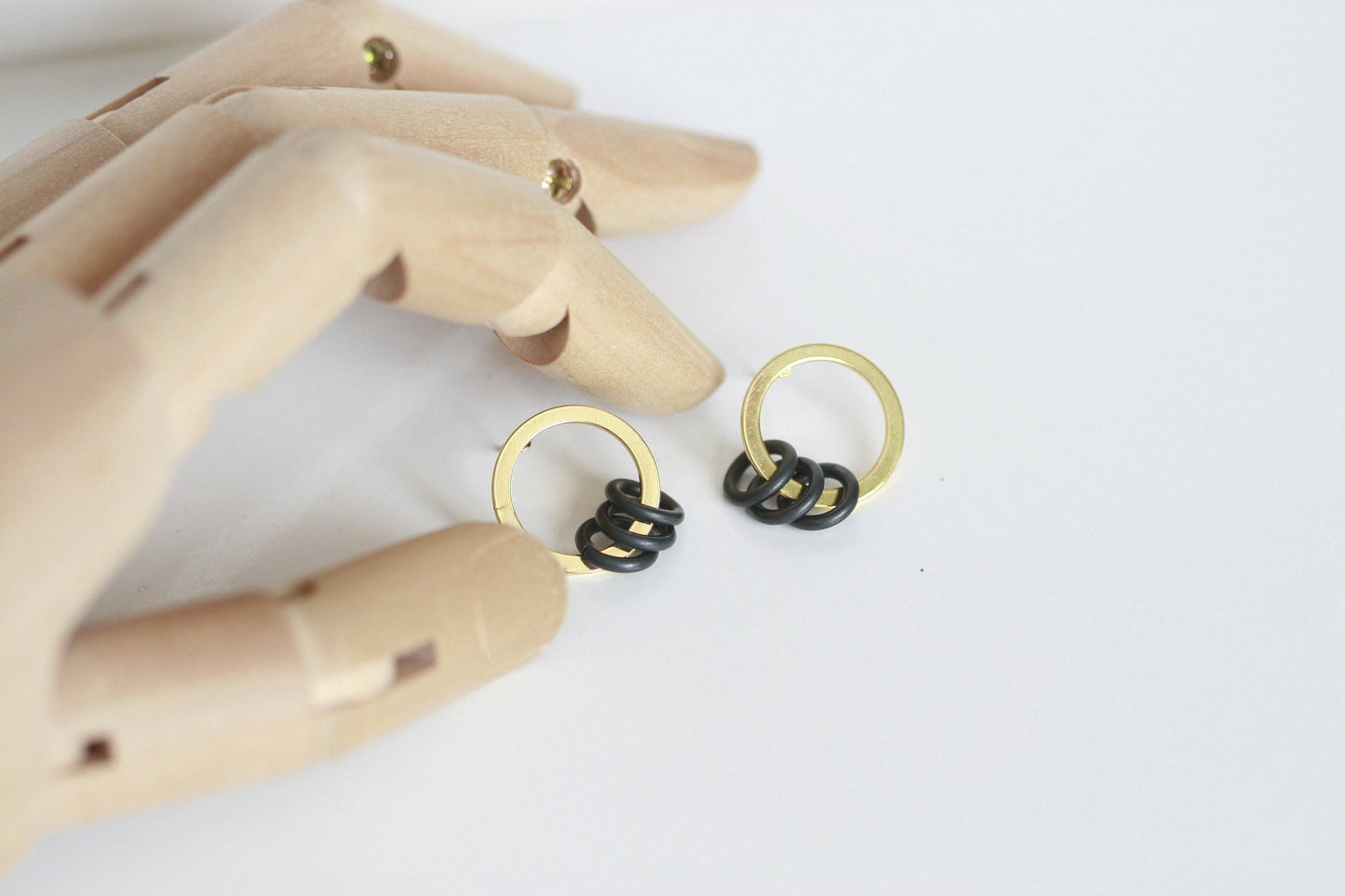 Delicate Black & Gold Earrings | Studs