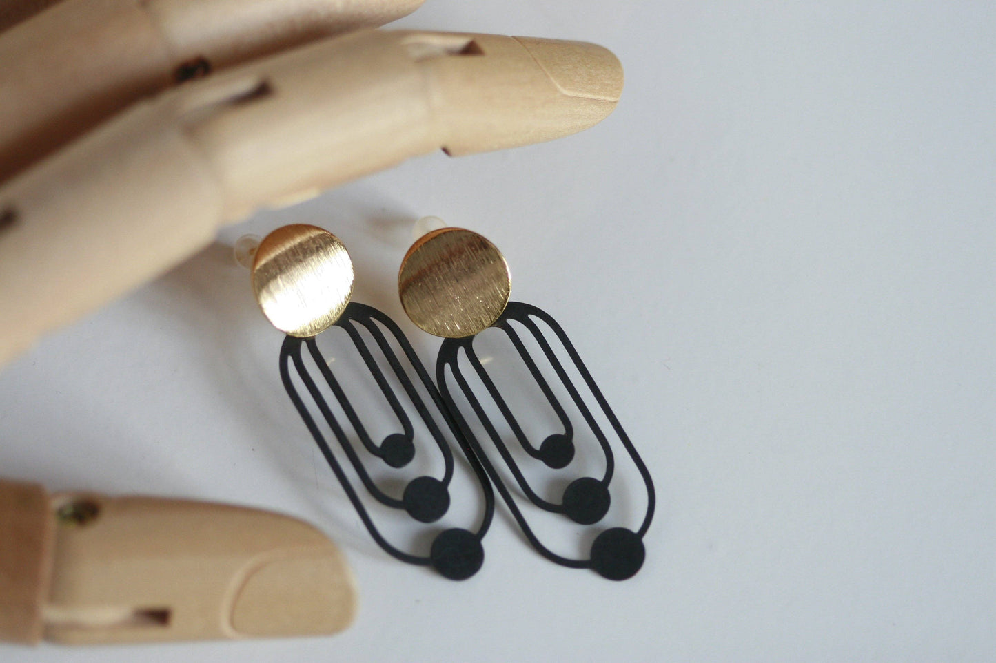 Black & Gold Art Deco Earrings | Studs