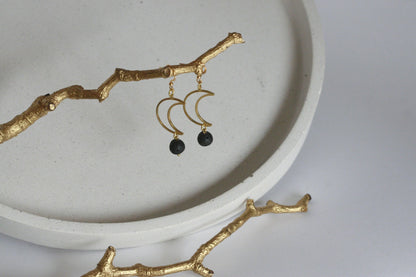 Lava Bead and Moon Earrings | Aromatherapy