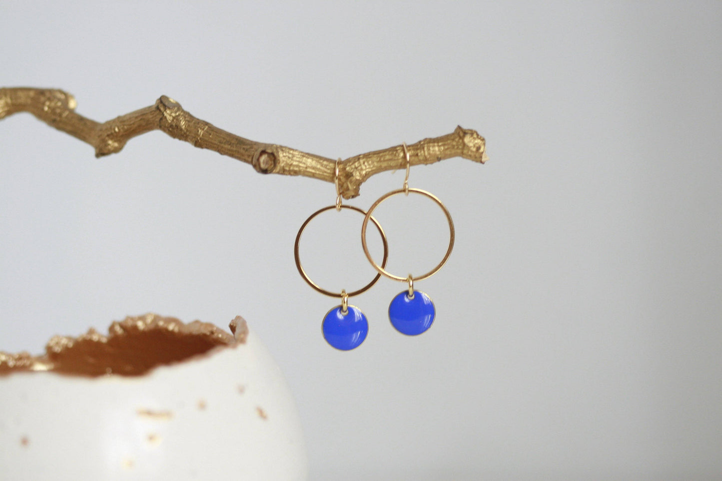 Delicate Cobalt Blue & Gold Earrings