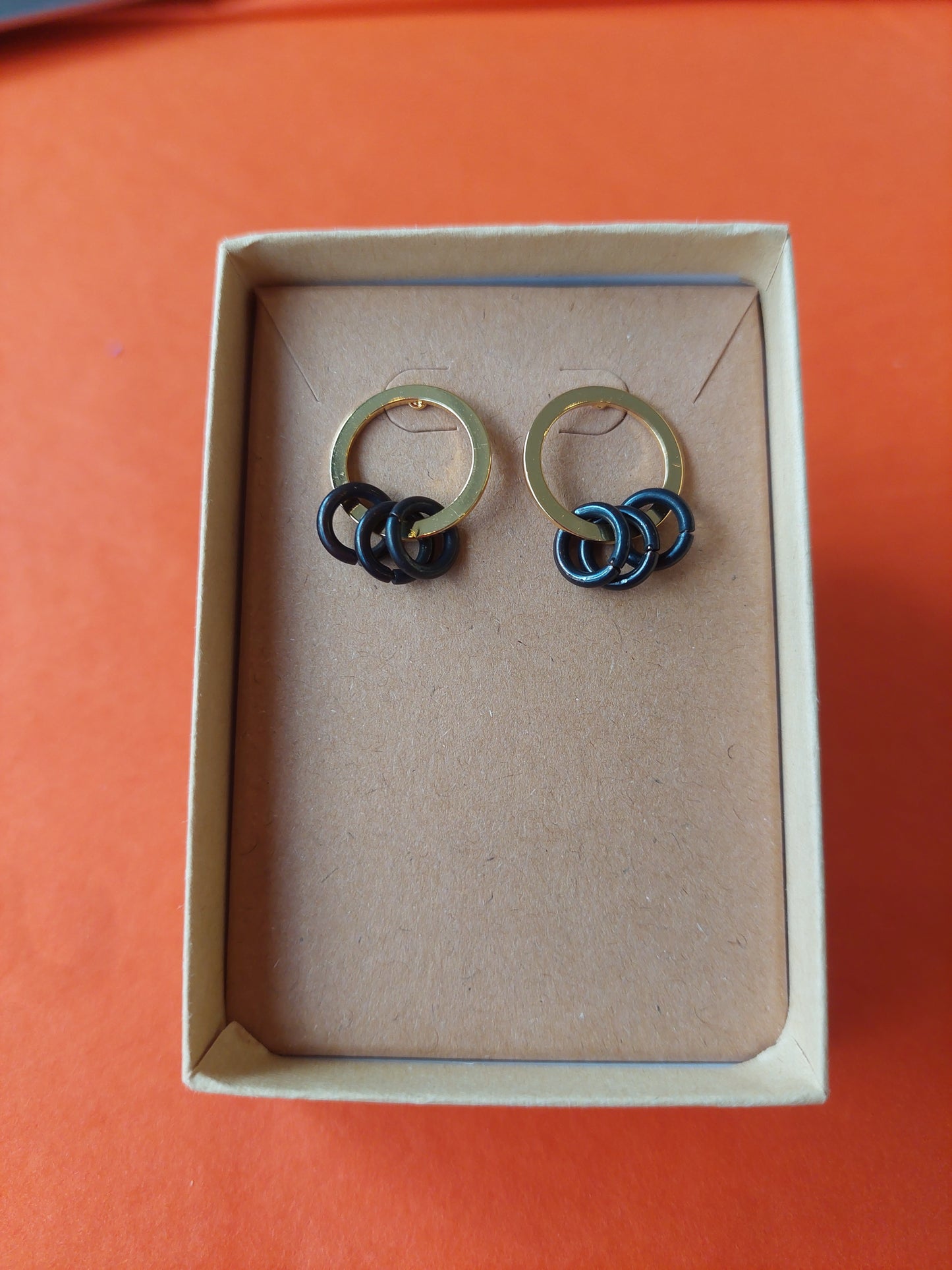 Black Ring and Gold Circle Studs