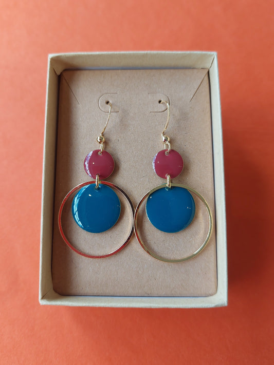 Teal Enamel Earrings