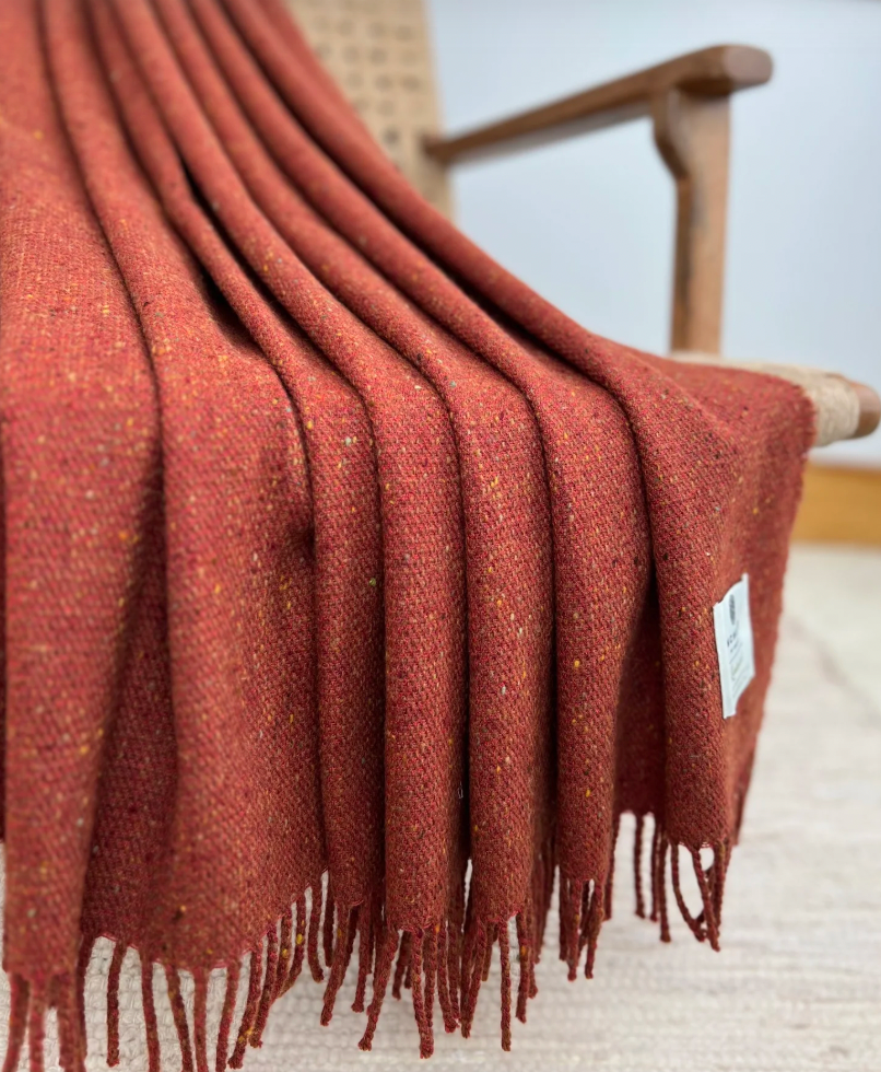 Lambswool Tweed Rust Throw