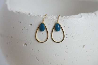 Kaiko Delicate Enamel Drop Earrings | Blue & Gold