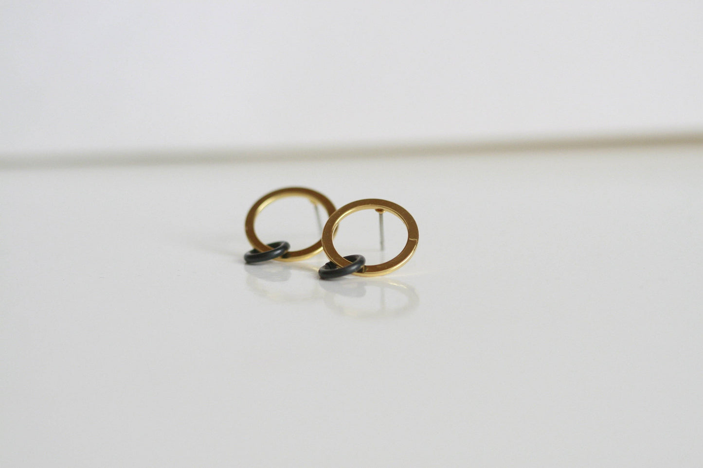 Delicate Black & Gold Earrings | Studs