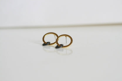Delicate Black & Gold Earrings | Studs