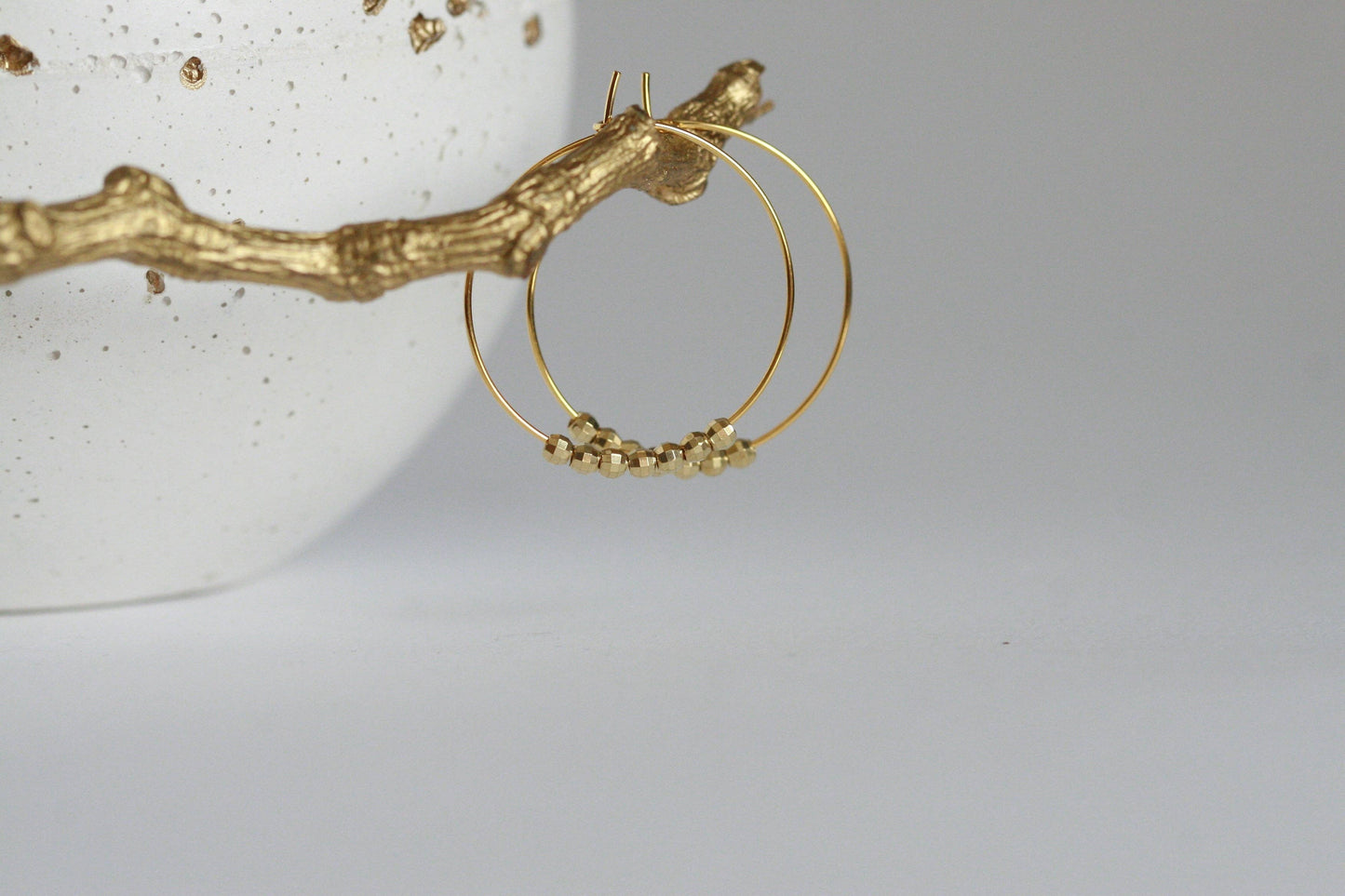 Brass Bead Hoop Earrings by Kaiko