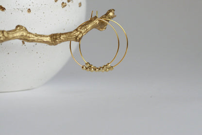 Brass Bead Hoop Earrings by Kaiko