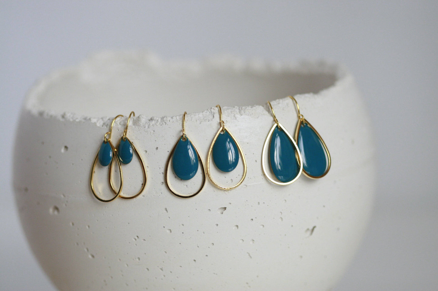 Kaiko Delicate Enamel Drop Earrings | Blue & Gold