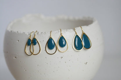 Kaiko Delicate Enamel Drop Earrings | Blue & Gold