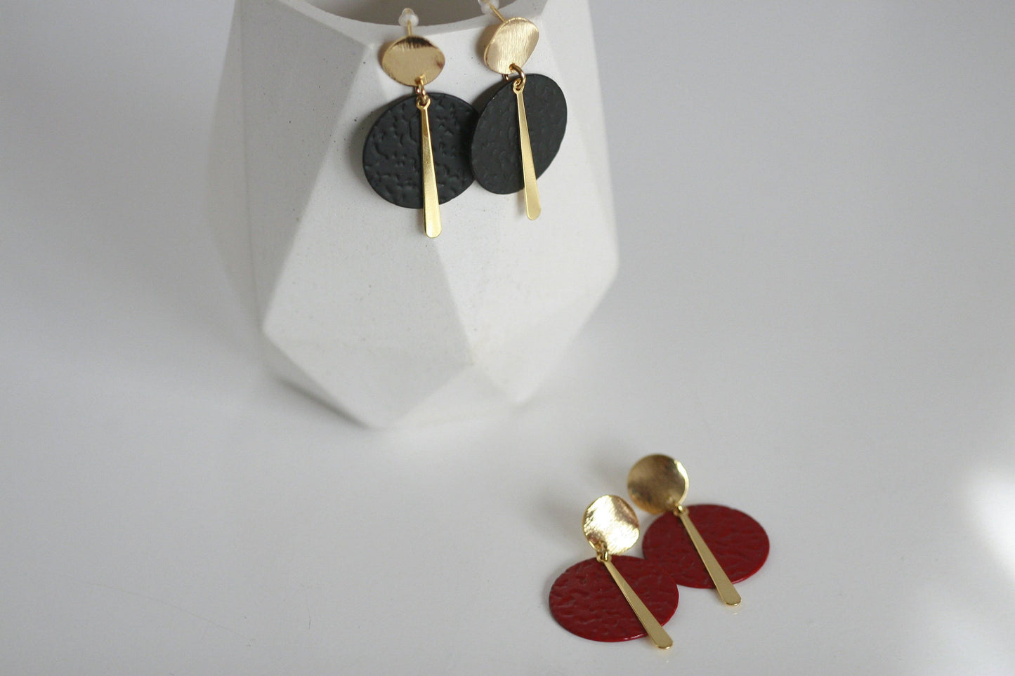 Kaiko Ruby Red/Black & Gold Statement Studs