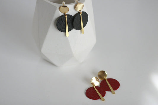 Kaiko Ruby Red/Black & Gold Statement Studs