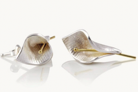 Sterling Silver / 18Ct Gold Lily Earrings by Linda Uhlemann