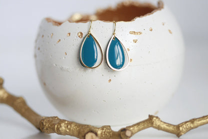 Kaiko Delicate Enamel Drop Earrings | Blue & Gold