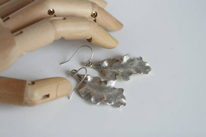 Large Oak Leaf Earrings  | Silver Plated