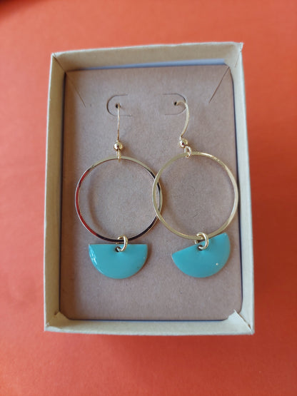 Enamel Earrings Mint Green
