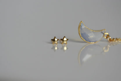 Delicate Moonstone Moon Necklace and Star Earrings  | Crystal Jewellery SET