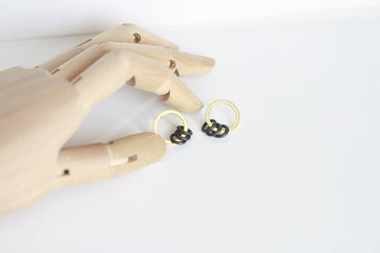 Delicate Black & Gold Earrings | Studs