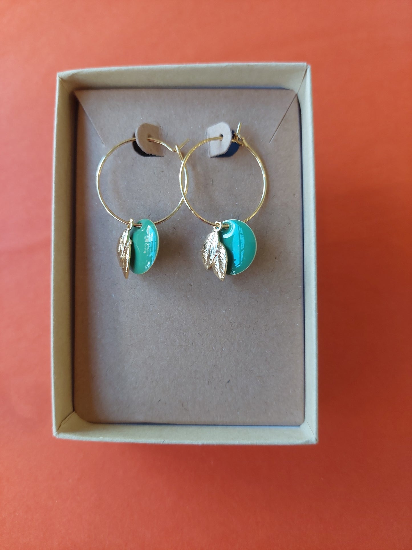 Enamel Disc and Leaf Hoops