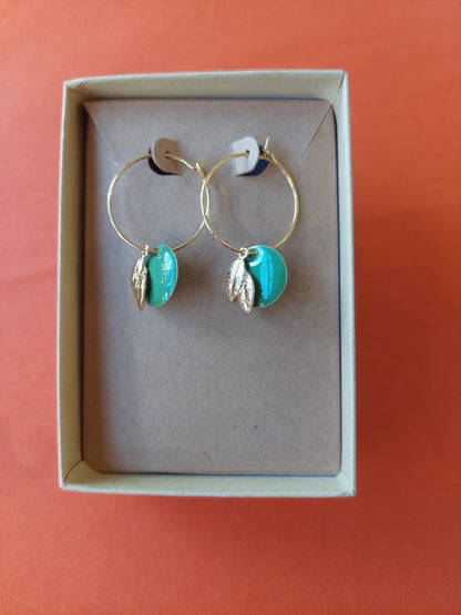 Enamel Disc and Leaf Hoops