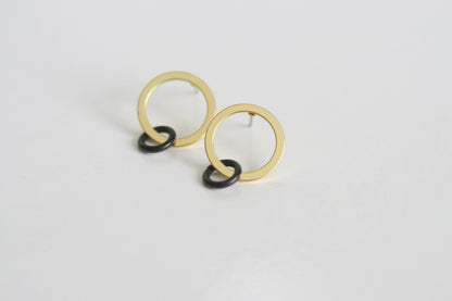 Delicate Black & Gold Earrings | Studs