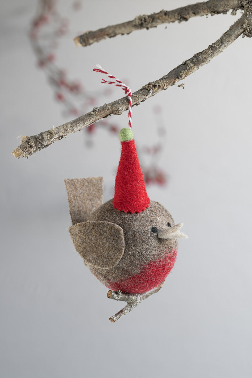 Felted Robin Christmas Decoration