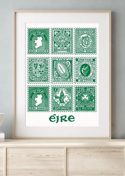 'Irish Stamps Art 'print by Claudia McElhill (A4 Print Unframed)