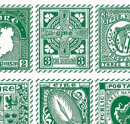 'Irish Stamps Art 'print by Claudia McElhill (A4 Print Unframed)