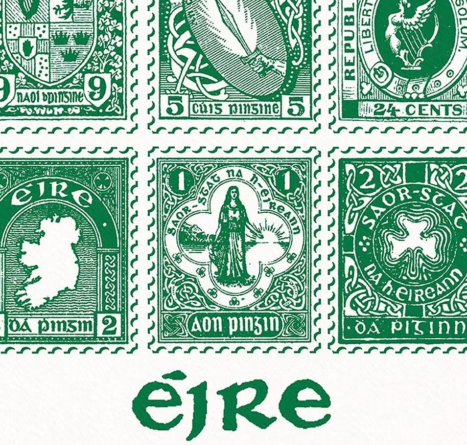 'Irish Stamps Art 'print by Claudia McElhill (A4 Print Unframed)
