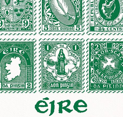 'Irish Stamps Art 'print by Claudia McElhill (A4 Print Unframed)