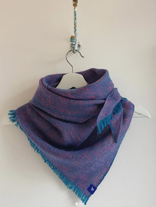 Pink/ Light Teal Medium Fleck Triangular Scarf by Fiadh, Dingle Co. Kerry