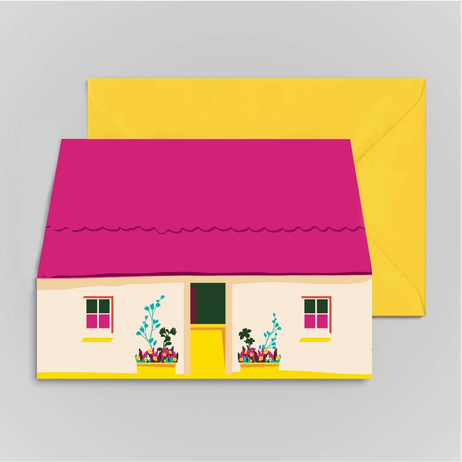 Pink Cottage Mini Greeting Card