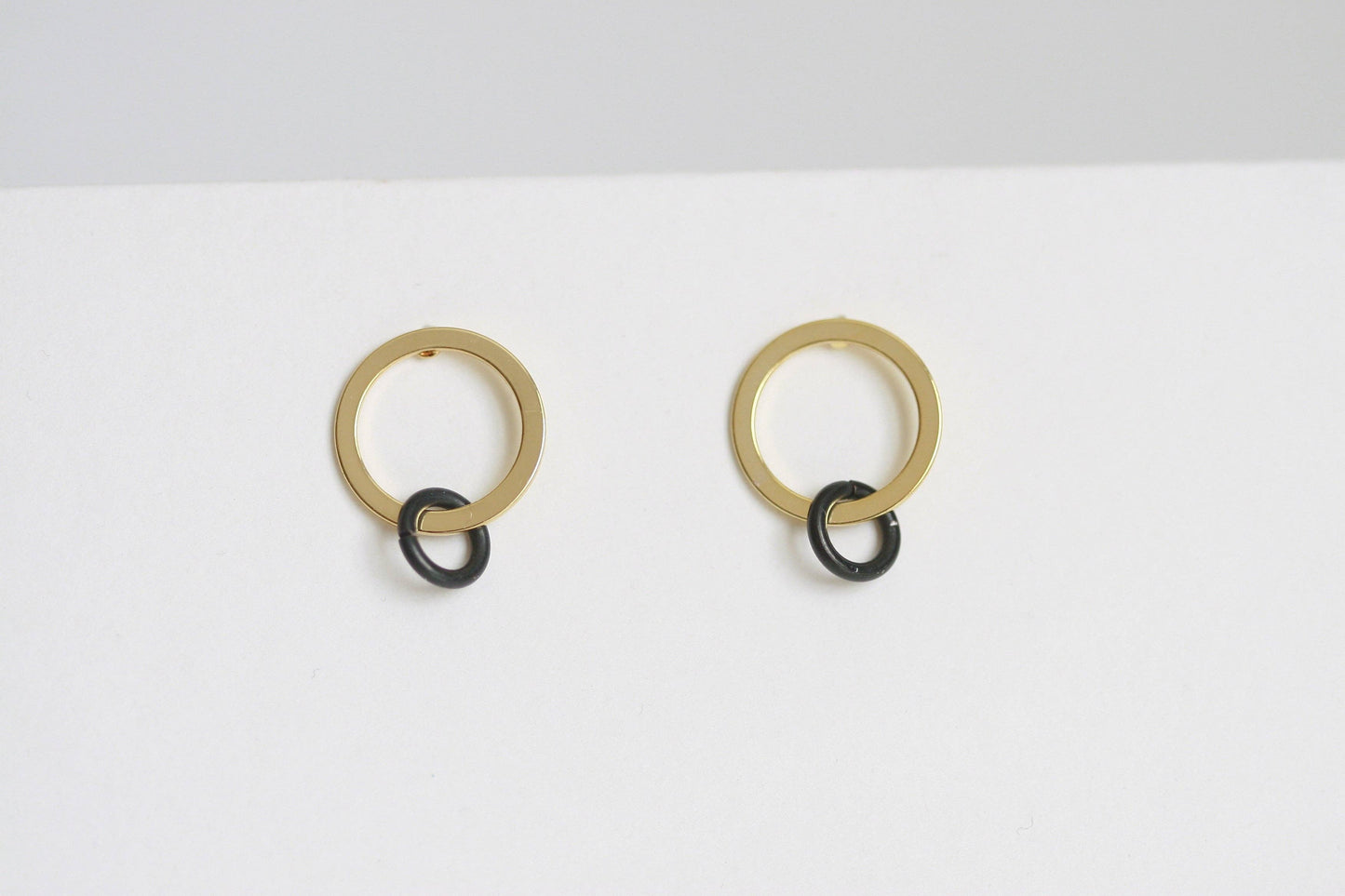 Delicate Black & Gold Earrings | Studs