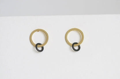 Delicate Black & Gold Earrings | Studs
