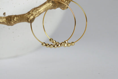 Brass Bead Hoop Earrings by Kaiko