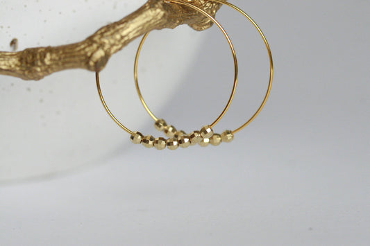 Brass Bead Hoop Earrings by Kaiko