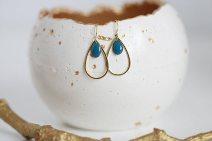 Kaiko Delicate Enamel Drop Earrings | Blue & Gold