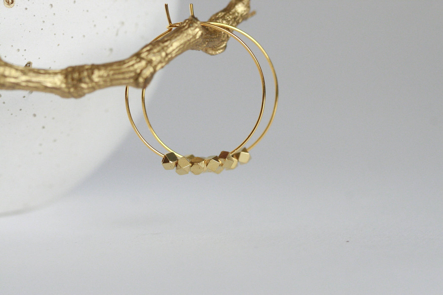 Brass Bead Hoop Earrings