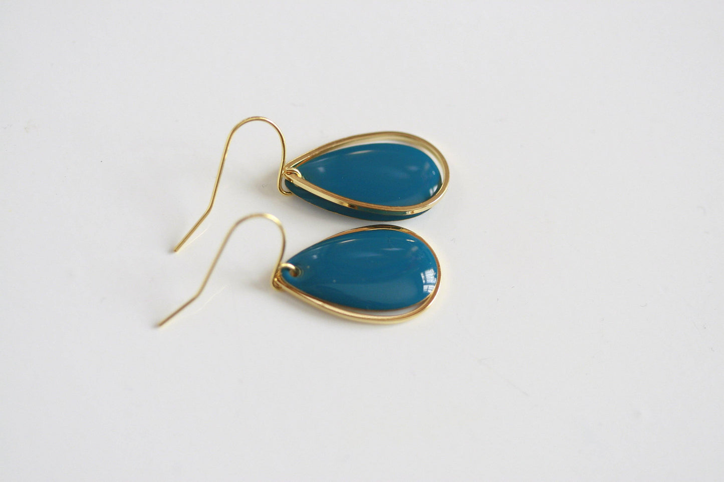Kaiko Delicate Enamel Drop Earrings | Blue & Gold