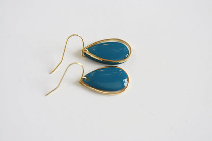 Kaiko Delicate Enamel Drop Earrings | Blue & Gold