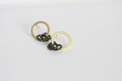 Delicate Black & Gold Earrings | Studs