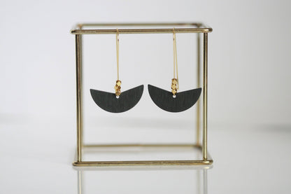 Black Brass Moon Earrings | Semi-circle