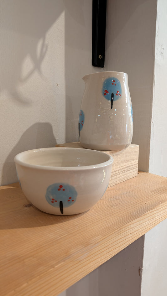 Blue Tree Creamer and Sugar Bowl